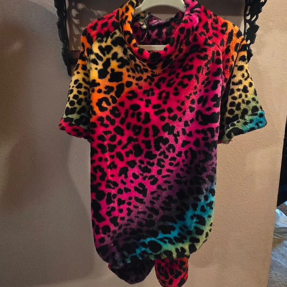 Colorful Leopard Print Girl Dog Pajamas